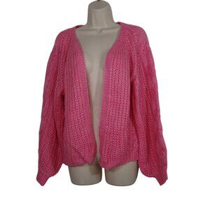 Shein Pink Open Front Knit Cardigan Sweater Women Size M Acrylic